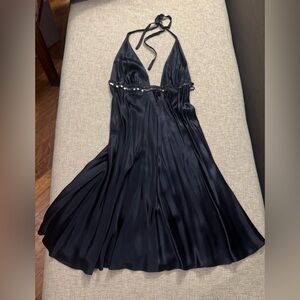 Elegant Black Silk Dress with Exclusive Trims
